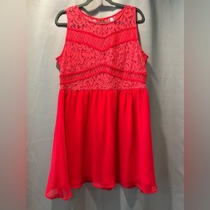 Xhilaration Sleeveless Lace-Top Dress, NWOT - hot pink - XXL